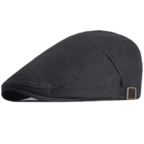 FULUJIDI Barett Baskenmützen Beret Mütze Herren Damen Flache Kappe Verstellbare Baumwolle Beret Hut Vintage Künstler Maler Beret 55-60Cmverstellbar Schwarz von FULUJIDI