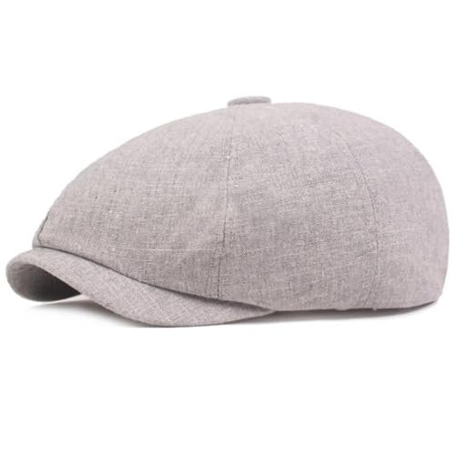 FULUJIDI Barett Baskenmützen Berets Baumwolle Leinen Mütze Mütze Männer Frauen Flache Kappe Künstler Maler Achteckige Beret Hut Verstellbare Beret Cap 55-60Cm3 Leicht Grau von FULUJIDI