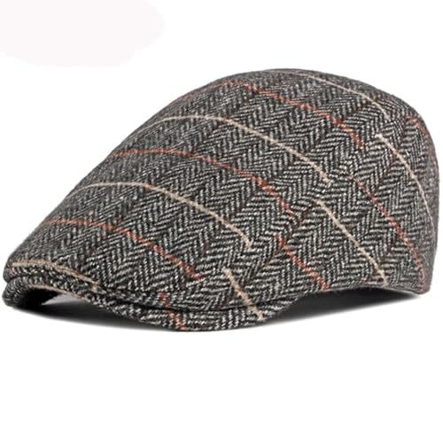 FULUJIDI Barett Baskenmützen Berets Hut Männer Frauen Vintage Plaid Flat Cap Retro Künstler Maler Hut Verstellbare Beret Cap 55-59Cm Schwarz von FULUJIDI