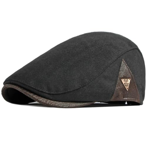 FULUJIDI Barett Baskenmützen Berets Mütze Männer Frauen Hut Flach Mütze Vintage Künstler Maler Beret Hut 55-59Cmverstellbar Schwarz von FULUJIDI