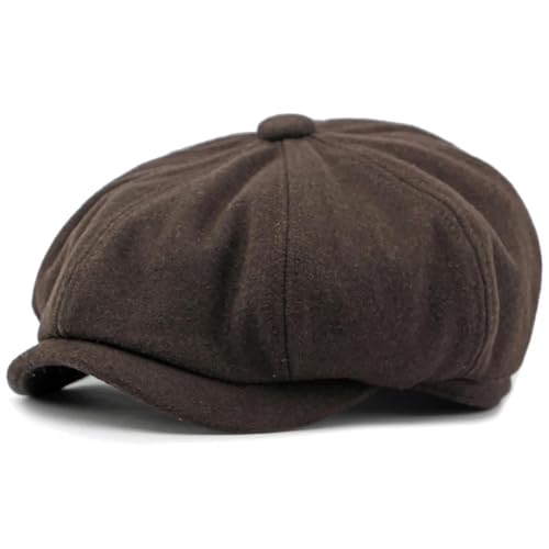 FULUJIDI Barett Baskenmützen Berets Vintage Achteckige Kappe Patchwork Künstler Maler Beret Hut Kappen Für Männer Frauen Beret Kappen 55-59Celastischer Kaffee von FULUJIDI