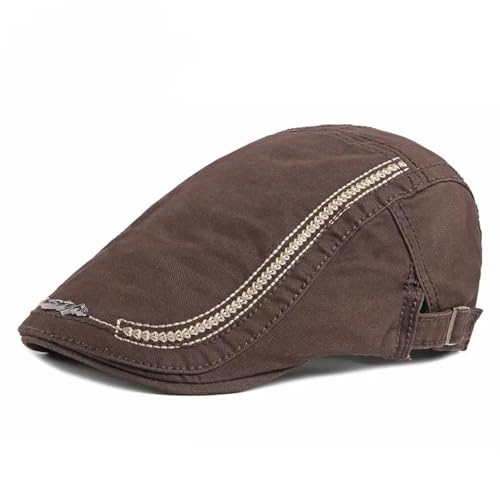 FULUJIDI Barett Baskenmützen Cotton Letter Newsboy Caps Flache Mütze Männer Und Frauen Maler Beret Hüte 56-61Cmwear Braun von FULUJIDI