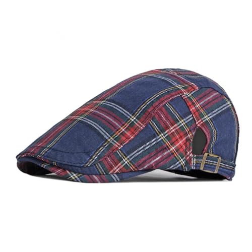 FULUJIDI Barett Baskenmützen Cotton Plaid Newsboy Caps Flach Mütze Männer Und Frauen Maler Beret Hüte 55-60Cmwear Navy von FULUJIDI