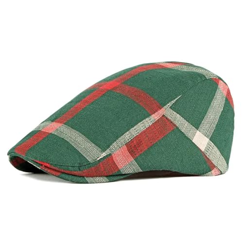 FULUJIDI Barett Baskenmützen Cotton Plaid Newsboy Caps Flache Mütze Männer Und Frauen Maler Beret Hüte 55-59Cmwear Grün von FULUJIDI