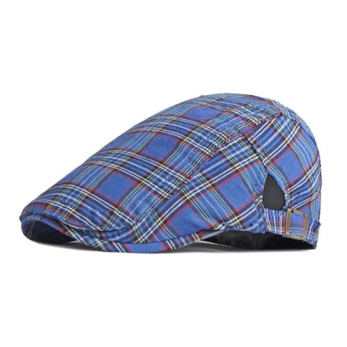 FULUJIDI Barett Baskenmützen Cotton Plaid Newsboy Caps Flache Mütze Männer Und Frauen Maler Beret Hüte 55-60Cmwear Blau FULUJIDI Barett Baskenmützen Cotton Plaid Newsboy Caps Flache Mütze Männer Und Frauen Maler Beret Hüte 55-60Cmwear Blau von FULUJIDI