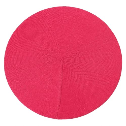 FULUJIDI Barett Baskenmützen Damen Beret Hut Kausal Einfach Gestrickt Weiche Berets Für Damen Gestrickte Künstler Beret Cap Hüte Rosered von FULUJIDI