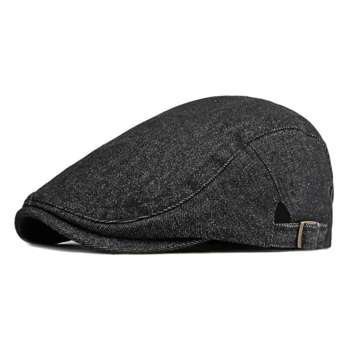 FULUJIDI Barett Baskenmützen Denim Solid Newsboy Caps Flache Mütze Männer Und Frauen Maler Beret Hüte 55-60Cmeinstellbar Style2 von FULUJIDI