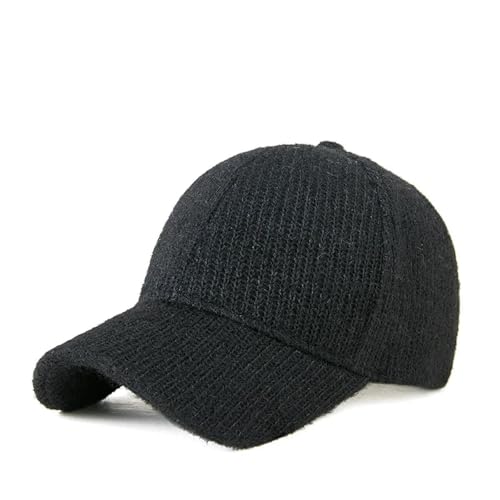 FULUJIDI Barett Baskenmützen Erwachsene Große Größe Baseball Kappe Dame Warme Strick Mützen Im Freien Warme Sport Mütze Männer Snapback Caps 55-59Cm Schwarz von FULUJIDI