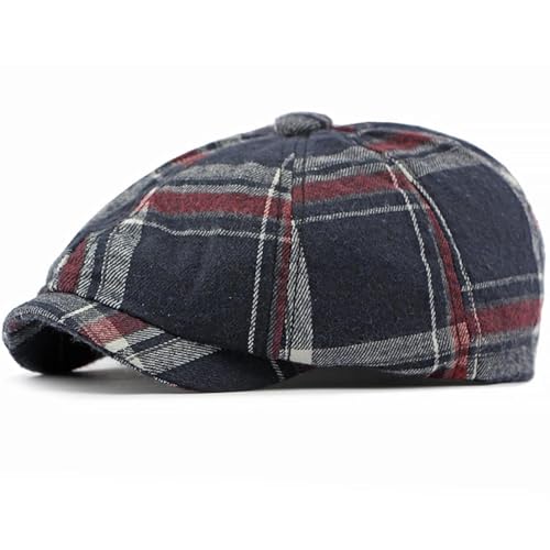 FULUJIDI Barett Baskenmützen Männer Frauen Berets Klassische Plaid Beret Cap Verstellbare Flache Kappe Vintage Künstler Maler Beret Hut Achteckige Kappe 55-59Cmeinstellbar Burgund von FULUJIDI