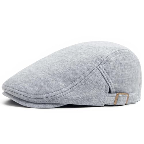 FULUJIDI Barett Baskenmützen Mode Unisex Beret Männer Gestrickte Baumwolle Flach Mütze Frauen Warmer Hut Weiche Baskenmützen Vintage Casual Newsboy Caps Einstellbare Lightgrey-A von FULUJIDI