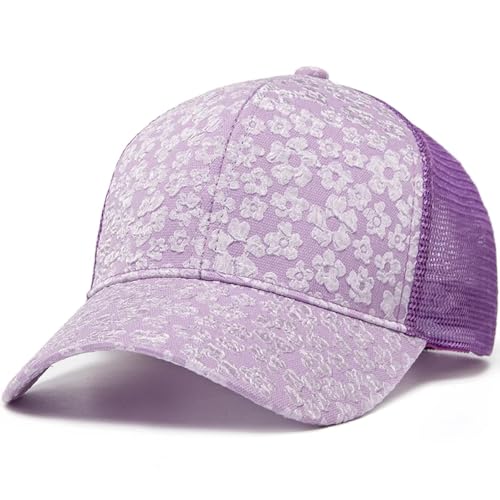 FULUJIDI Barett Baskenmützen Print Mesh Caps Mode Frauen Baseball Kappe Outdoor Casual Sonnenhut Für Hip Hop Mädchen Verstellbar Lila von FULUJIDI