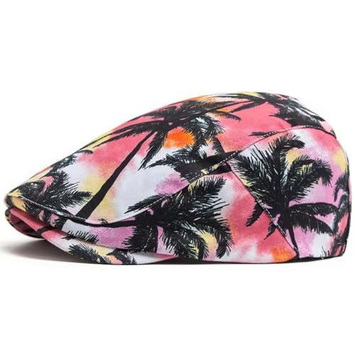 FULUJIDI Barett Baskenmützen Urlaub Stil Männer Frauen Beret Mode Print Baumwolle Weiches Top Strand Visier Hut Casual Maler Berets Unisex Einstellbar Rot von FULUJIDI