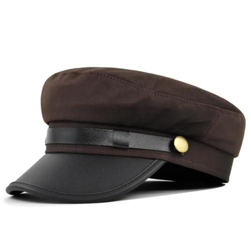 FULUJIDI Barett Baskenmützen Vintage Beret Hüte Für Frauen Hut Männer Mütze Warm Style Outdoor Reise Flache Kappen 56-58Cm Kaffee von FULUJIDI