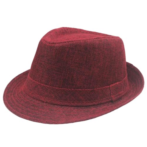 FULUJIDI Fedora Trilby Filzhut Hut Leinen Curled Jazz Hut Retro Hut Outdoor Einfarbig Leinen Sonnenblende Hut Party Fedoras Cap Burgund FULUJIDI Fedora Trilby Filzhut Hut Leinen Curled Jazz Hut Retro Hut Outdoor Einfarbig Leinen Sonnenblende Hut Party Fedoras Cap Burgund von FULUJIDI