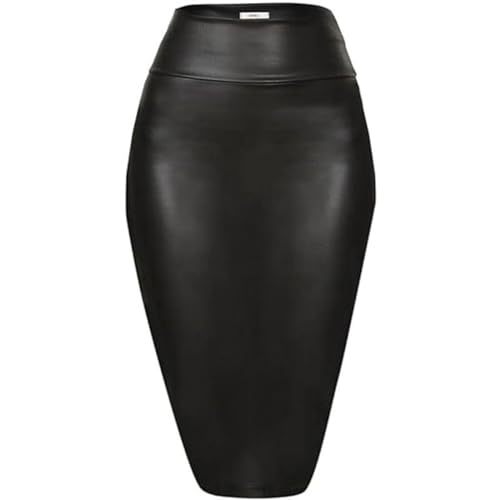 FULUJIDI Hübscher Rock Damen Halblanger Rock Sexy Heller Enger Lederrock XL Schwarz FULUJIDI Hübscher Rock Damen Halblanger Rock Sexy Heller Enger Lederrock XL Schwarz von FULUJIDI
