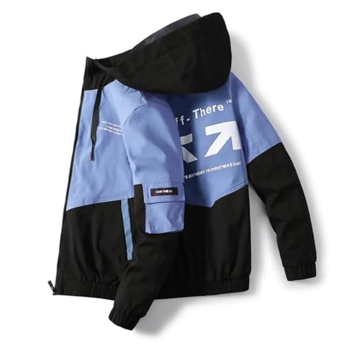 FULUJIDI Jacke Jacken Chic Jacke Reiß Verschluss All Match Soft Freizeit Mantel Männer Mantel Langarm 3XL Blau von FULUJIDI