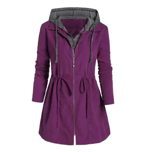 FULUJIDI Jacke Jacken Frauen Baumwoll Jacke Gepolsterte Lässig Schlanke Mantel Mit Kapuze Parkas Mit Kapuze Warm Mantel 5XL Lila von FULUJIDI