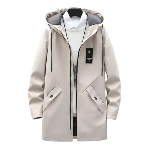 FULUJIDI Jacke Jacken Herren Klassische Mode Revers Slim Fit Reiß Verschluss Wind Breaker Mantel Lässig Lose Große Größe Gepolsterte Jacke 4XL Beige von FULUJIDI