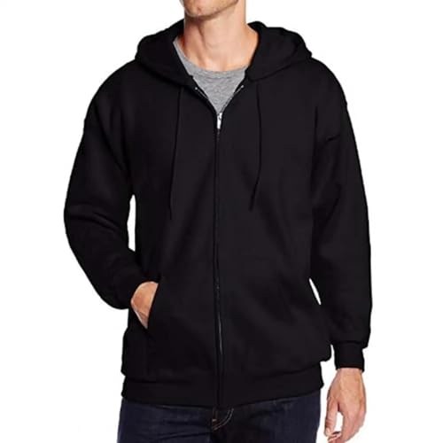 FULUJIDI Jacke Jacken Hoodie Stilvolle Reiß Verschluss Verschluss Einfarbig Lässig Sweatshirt Bequeme Männer Jacke XL Schwarz von FULUJIDI