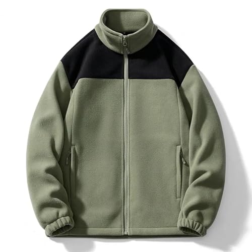 FULUJIDI Jacke Jacken Männer Jacke Stkragen Langarm Dicke Jacke Kalt Beständige Reiß Verschluss Taschen Lose Elastische Manschetten Mantel XL Army Green von FULUJIDI