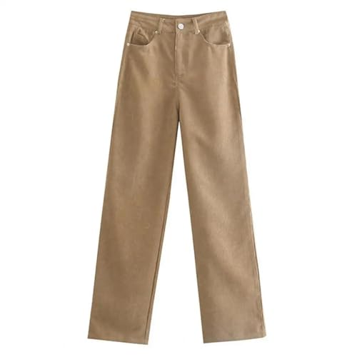 FULUJIDI Jeans Pantalon Jeanshosen Hosen Stilvolle Damen Hohe Taille Mit Breiten Bein Jeans Mit Retro-Funktions Taschen Chic Streetwear Hose Modisch L Khaki von FULUJIDI