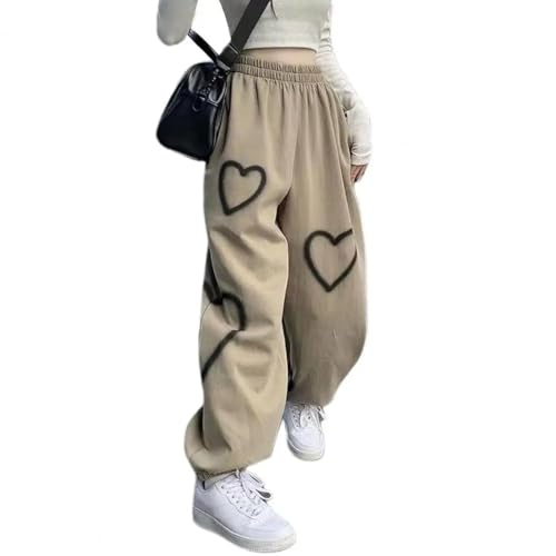 FULUJIDI Jeans Pantalon Jeanshosen Jogging Hose Für Damen Baggy Mode Overs IZE Sport Hose Streetwear Jogging Hose Weiblich M Khaki von FULUJIDI