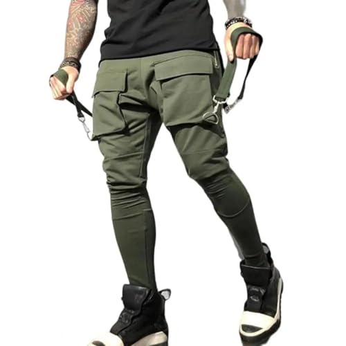FULUJIDI Jogginghose Hip-Hop-Hosen Schwitzen Elastische Taille Bequeme Männer Fitness Freizeit Cargo Hose Vielseitig M Grün FULUJIDI Jogginghose Hip-Hop-Hosen Schwitzen Elastische Taille Bequeme Männer Fitness Freizeit Cargo Hose Vielseitig M Grün von FULUJIDI