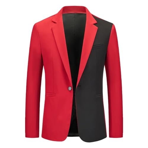 FULUJIDI Sakkos Anzüge Dünner Herren Anzug Mantel Blazer Casual Farbe Passend Single Button Slim Fit Herren Anzug Business Kleid USM X01-Red von FULUJIDI