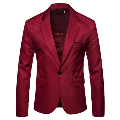 FULUJIDI Sakkos Anzüge Lässiger Anzug Mantel Streetwear Handsome Taschen Blazer Ärmel Herren Blazer Für Party 2XL Rot von FULUJIDI