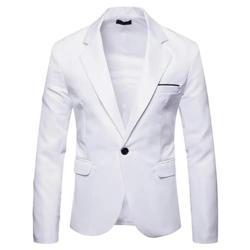 FULUJIDI Sakkos Anzüge Lässiger Anzug Mantel Streetwear Handsome Taschen Blazer Ärmel Herren Blazer Für Party 2XL Weiß von FULUJIDI