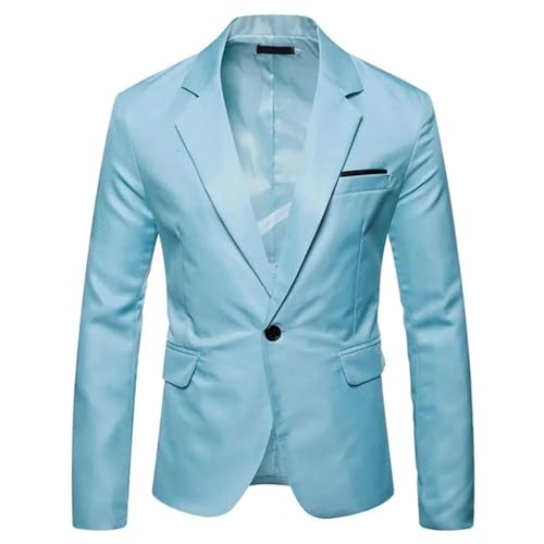 FULUJIDI Sakkos Anzüge Lässiger Anzug Mantel Streetwear Handsome Taschen Blazer Ärmel Herren Blazer Für Party L Blau von FULUJIDI