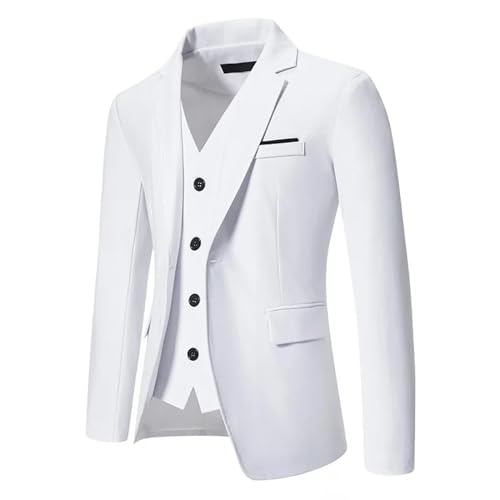 FULUJIDI Sakkos Anzüge Mode Herren Anzug Mantel Set Design Farbe Block Jacke Einfarbig Anzug Männer Kleidung Useusize3Xl Weiß von FULUJIDI