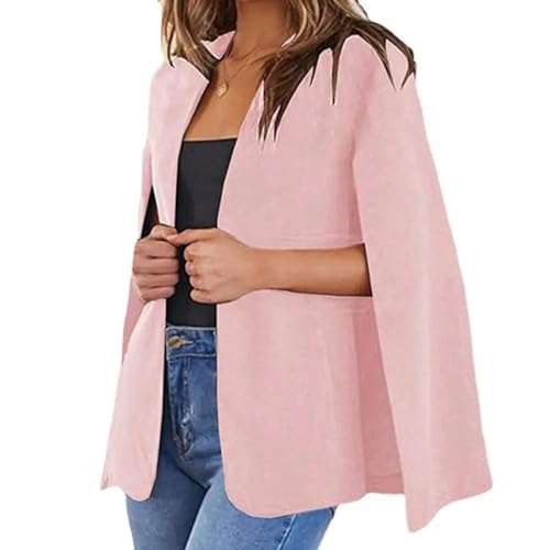 FULUJIDI Strickjacke Pullover Cardigan Damen-Mantel Mit Geteiltem Ärmel Mantel Für Damen Damen Blazer Cape Jacke Streetwear Lässig Lockere Oberteile Oberteile 2XL Rosa von FULUJIDI