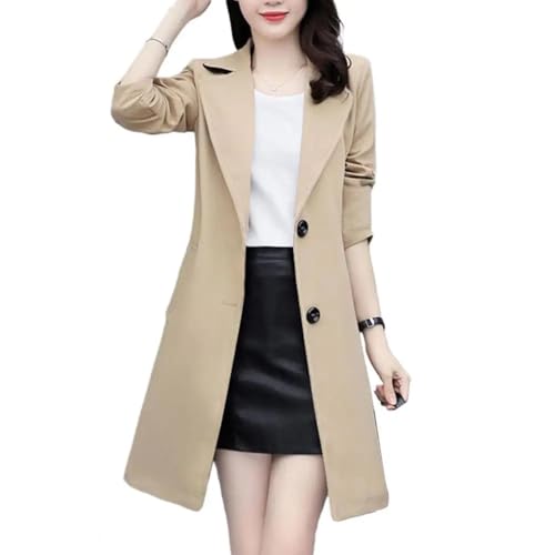 FULUJIDI Strickjacke Pullover Cardigan Damen Mantel Revers Doppel Knöpfe Mittellang Formal Business Style Ol Pendel Jacke Trenchcoat Mit Gürtel L Khaki von FULUJIDI