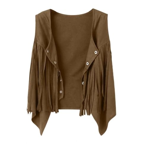 FULUJIDI Strickjacke Pullover Cardigan Vintage Fringe Vest Western Quaste Strickjacke Für Frauen Retro Jacke Mit V-Ausschnitt Einfarbig Kleidung L Grün von FULUJIDI