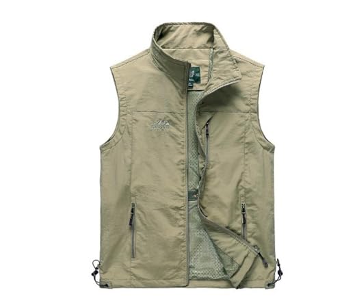 FULUJIDI Weste Vest Outdoor Freizeit Schnelltrocknende Weste Herrenmode Stehkragen Fotografie Jacke M Khaki von FULUJIDI