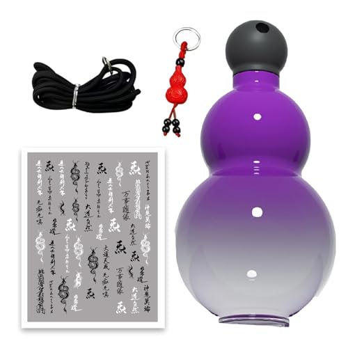 FUMIOS Wasserflasche in Kürbisform, große, robuste Wasserflasche im Kürbisstil im chinesischen Retro-Stil, Sportwasserflasche in Kürbisform, Reisewasserflasche für das Fitnessstudio (Purple) von FUMIOS