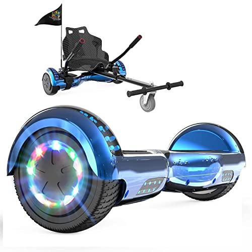 FUNDOT Hoverboards mit Sitz, Hoverboards mit Hoverkart, Go Kart 6,5 Zoll, Hoverboards mit schönen LED-Leuchten, Hoverboards mit Bluetooth-Lautsprecher, Geschenk für Kinder von FUNDOT