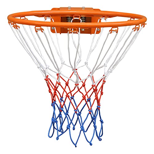 FUNJRPE Basketballkorb mit doppelter Feder, solider Rand, Basketballnetz, zum Aufhängen für drinnen und draußen, mit Allwetternetz, wandmontierter Basketballkorb, 45,7 cm FUNJRPE Basketballkorb mit doppelter Feder, solider Rand, Basketballnetz, zum Aufhängen für drinnen und draußen, mit Allwetternetz, wandmontierter Basketballkorb, 45,7 cm von FUNJEPE