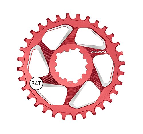 FUNN Solo DX Narrow Wide Kettenblatt für 9 10 11 12 Gang-Kette, passend für SRAM Direct Mount Interface Kurbelgarnitur, 6mm Versatz, Einzelgeschwindigkeits-Kettenblatt (34 Zähne, Rot) von FUNN