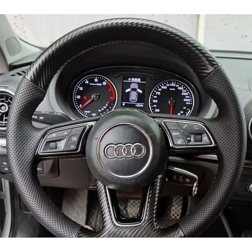 FUNOJIM Auto-Lenkradabdeckung Kohlefaser-Leder, für Audi A1 (8X) Sportback A3 (8V) A4 (B9) Avant A5 (F5) Q2 Innenraum von FUNOJIM