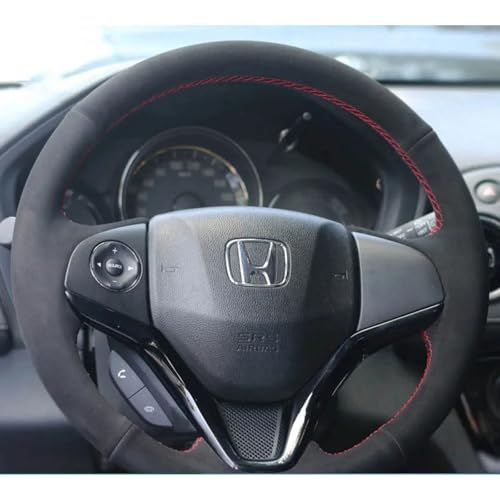 FUNOJIM Auto-Lenkradabdeckung Wildledergeflecht, für Honda Fit City Jazz 2014 2015 HR V HR-V 2016 Vezel Autozubehör von FUNOJIM