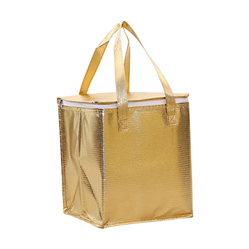 FUNOMOCYA Lunch-Aufbewahrungstasche Auto Frischhaltende Lebensmitteltasche Thermobeutel thermoshopper thermomixtasche Food Bag Kuchenverpackungsbeutel Essensbeutel zum Mitnehmen Vlies Golden von FUNOMOCYA