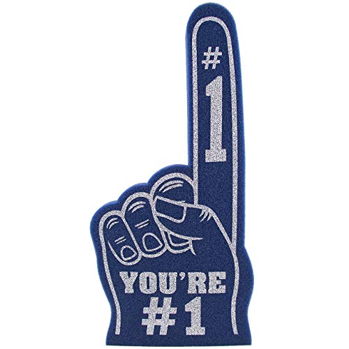 Finger You're Number 1 Schaumstoff-Hand für alle Gelegenheiten, Cheerleading-Pompom für Sport, aufregende Farben, Leichtathletik, Feier, 18 Riesen-Schaumstoff (Marineblau) von FUNSTITUTION