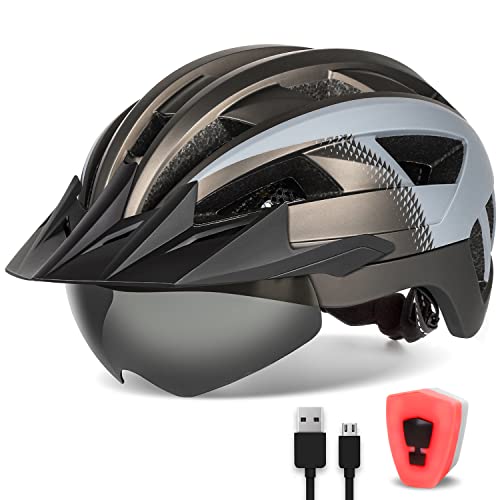 FUNWICT Fahrradhelm mit Visier für Herren Damen, Leichte Fahrradhelm mit Magnetischem Brille und USB-Aufladung LED Licht, Stylisch Mountainbike Helm Größe M/L, Weiß Schwarz (XL: 59-63 cm, Titan Grau) FUNWICT Fahrradhelm mit Visier für Herren Damen, Leichte Fahrradhelm mit Magnetischem Brille und USB-Aufladung LED Licht, Stylisch Mountainbike Helm Größe M/L, Weiß Schwarz (XL: 59-63 cm, Titan Grau) von FUNWICT