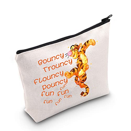 Kosmetiktasche mit Cartoon-Tiger-Motiv, Geschenk für Mädchen und Frauen, federnde Trouncy Flouncy Pouncy, weiß Kosmetiktasche mit Cartoon-Tiger-Motiv, Geschenk für Mädchen und Frauen, federnde Trouncy Flouncy Pouncy, weiß von FUNYSO
