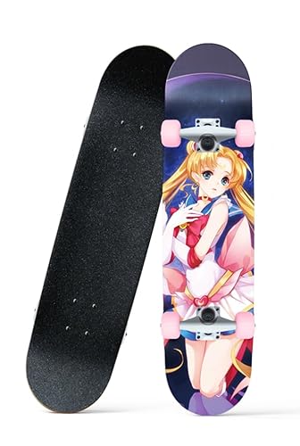 31 X 8 Zoll Anime Mädchen Skateboard, 7-Ply Maple Longboard mit ABEC-7 Lager für Anfänger, Jugendliche und Kinder. von FURAHI