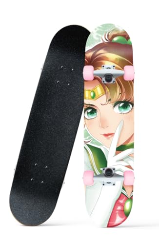 31 X 8 Zoll Anime Mädchen Skateboard, 7-Ply Maple Longboard mit ABEC-7 Lager für Anfänger, Jugendliche und Kinder. von FURAHI