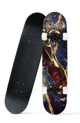 31 x 8 Zoll Anime Ninja Skateboard, 7-Ply Maple Longboard mit ABEC-7 Lager für Anfänger, Jugendliche und Kinder. von FURAHI
