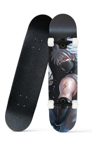 31 x 8 Zoll Anime Ninja Skateboard, 7-Ply Maple Longboard mit ABEC-7 Lager für Anfänger, Jugendliche und Kinder. von FURAHI